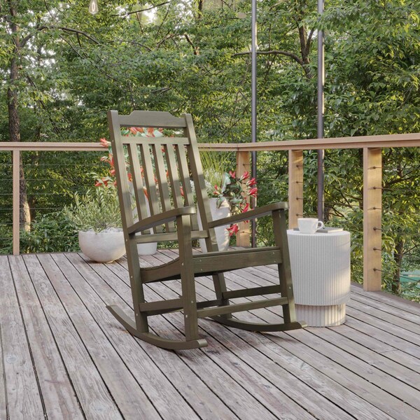 Flash Furniture Winston All-Weather Poly Resin Rocking Chair in Mahogany JJ-C14703-MHG-GG - main
